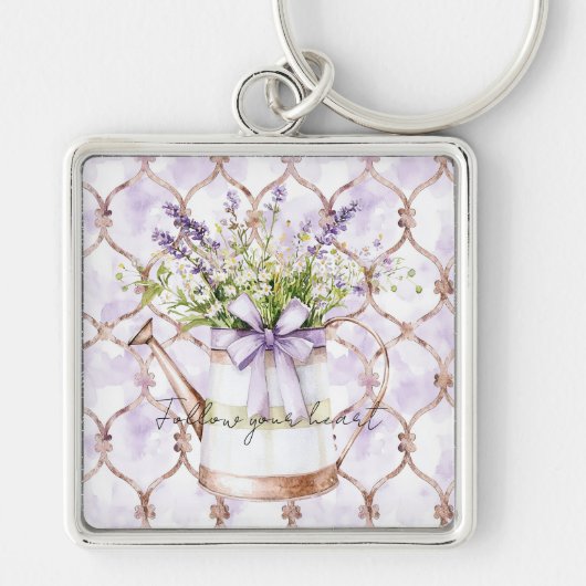 Lavender Flowers Bow キーホルダー (正面)