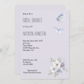 Lavender Flowers & Butterflies Bridal Shower 招待状 (正面/裏面)