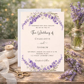 Lavender flowers champage cream wedding 招待状