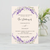 Lavender flowers champage cream wedding 招待状 (スタンド正面)