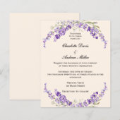 Lavender flowers champage cream wedding invitation (正面/裏面)