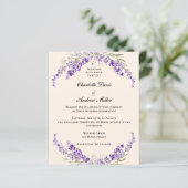 Lavender flowers champage cream wedding invitation (スタンド正面)