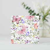 Lavender Fluttering Butterfly Greenery Square サンキューカード (スタンド正面)