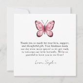 Lavender Fluttering Butterfly Greenery Square サンキューカード (裏面)
