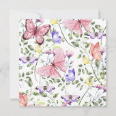 Lavender Fluttering Butterfly Greenery Square サンキューカード (正面)