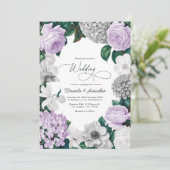 Lavender Fog, Heather Gray & Winter White Wedding 招待状 (スタンド正面)