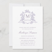 Lavender French Crest Graduation Party 招待状 (正面)
