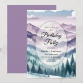 Lavender Frost in the Alpine Mist Birthday Party 招待状 (正面/裏面)