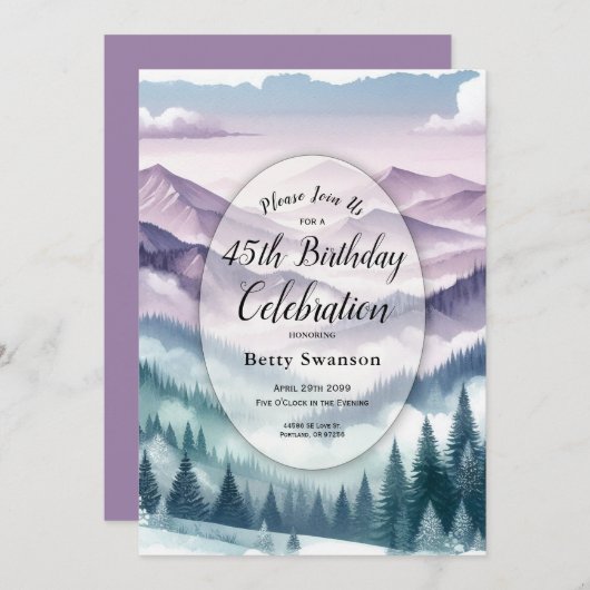 Lavender Frost in the Alpine Mist Custom Year 招待状 (正面/裏面)