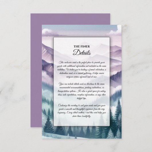 Lavender Frost in the Alpine Mist Wedding エンクロージャーカード (正面/裏面)