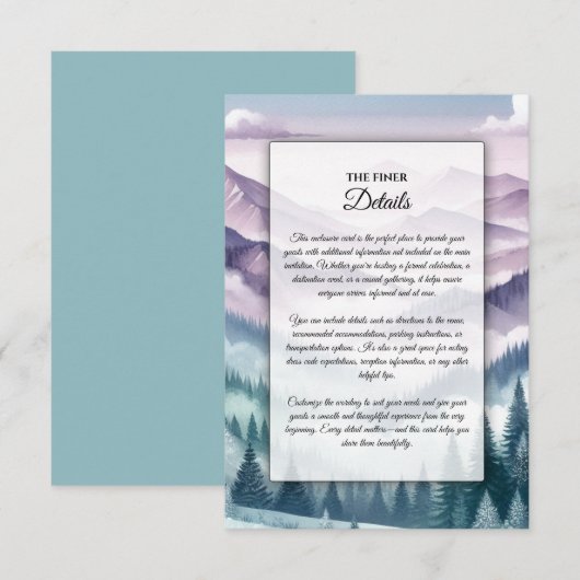 Lavender Frost in the Alpine Mist Wedding エンクロージャーカード (正面/裏面)