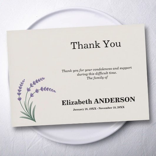 Lavender Funeral Thank You Card サンキューカード