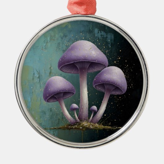 Lavender Fungus - Vintage Botanical Art Magnet メタルオーナメント (正面)