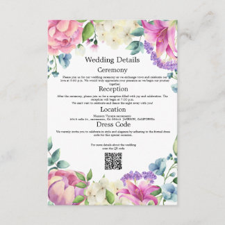 Lavender Garden Romantic Floral Wedding Details QR エンクロージャーカード