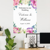 Lavender Garden Romantic Watercolor Floral Wedding ポスター (ホームオフィス)