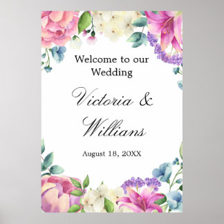 Lavender Garden Romantic Watercolor Floral Wedding ポスター