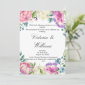 Lavender Garden Romantic Watercolor Floral Wedding 招待状 (スタンド正面)