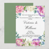 Lavender Garden Romantic Watercolor Floral Wedding 招待状 (正面/裏面)