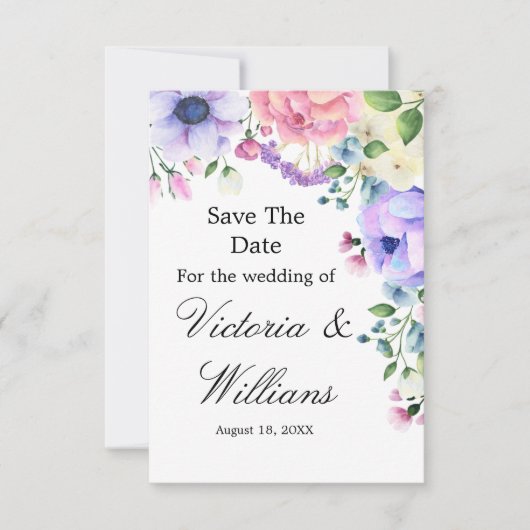 Lavender Garden Watercolor Floral Wedding Announce (正面)