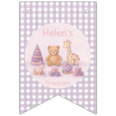 Lavender Gingham 1st Birthday Bunting Flags バンティングフラッグ (第2の旗)