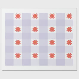 Lavender Gingham Floral Pattern Wrapping Paper ラッピングペーパー