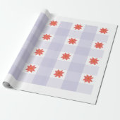 Lavender Gingham Floral Pattern Wrapping Paper ラッピングペーパー (アンロールド)