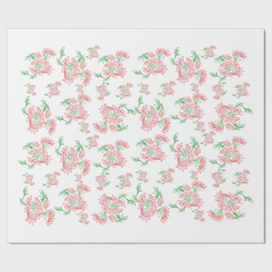 Lavender Gingham Floral Pattern Wrapping Paper ラッピングペーパー (フラット)