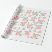 Lavender Gingham Floral Pattern Wrapping Paper ラッピングペーパー (アンロールド)