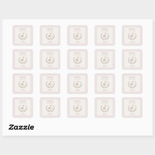 Lavender Gingham Goose Envelope Seal LPM26 スクエアシール (シート)