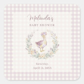 Lavender Gingham Goose Envelope Seal LPM26 スクエアシール (正面)