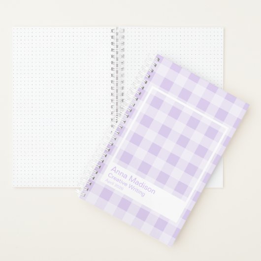 Lavender Gingham Transparent Frame Notebook ノートブック (内側)