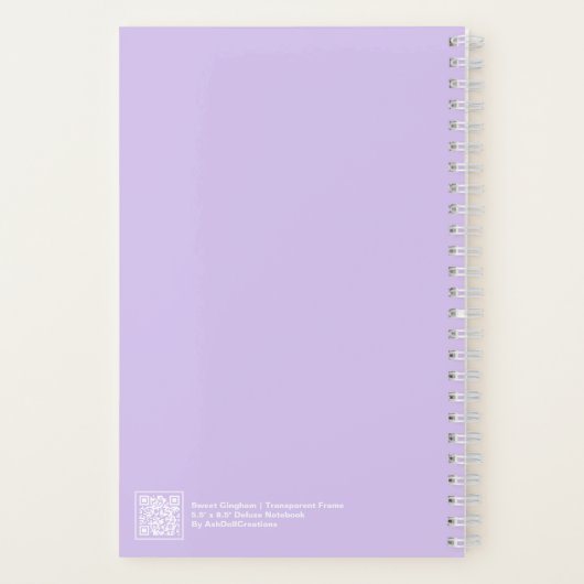 Lavender Gingham Transparent Frame Notebook ノートブック (裏面)