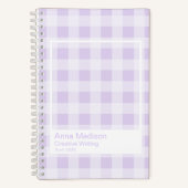Lavender Gingham Transparent Frame Notebook ノートブック (正面)