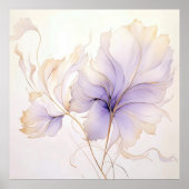 Lavender & Gold Abstract Watercolor Flower ポスター (正面)