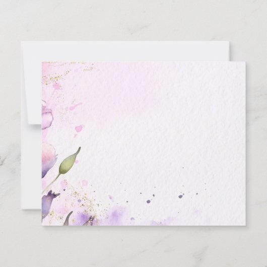Lavender Gold Floral Wedding Save the Date (裏面)