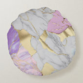 Lavender & Gold Marble Luxe ラウンドクッション (裏面)