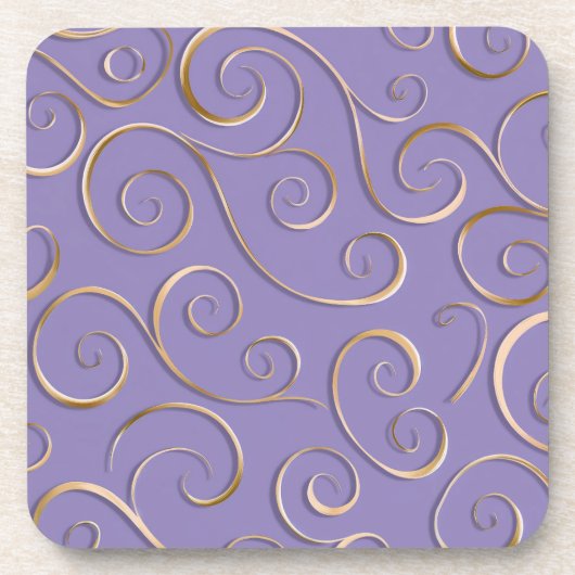 Lavender Gold Swirl Coaster Set コースター (正面)