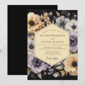 Lavender Golden Nocturne Wedding 招待状 (正面/裏面)