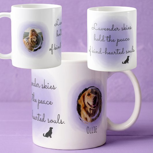 Lavender Golden Retriever Custom Mug with Name コーヒーマグカップ