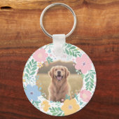 Lavender Golden Retriever Silhouette Wreath Photo キーホルダー (裏面)