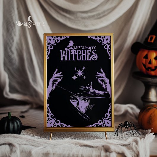 Lavender Gothic Witchy Halloween Flat Invitation 招待状