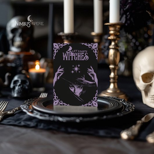Lavender Gothic Witchy Halloween Flat Invitation 招待状