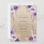 Lavender Graceful Sand Wedding 招待状 (正面)