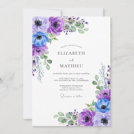 Lavender Graceful Spring Wedding 招待状 (正面)