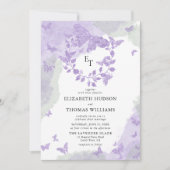 Lavender Green Dream Butterfly Eucalyptus Wedding 招待状 (正面)