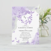 Lavender Green Dream Butterfly Eucalyptus Wedding 招待状 (スタンド正面)