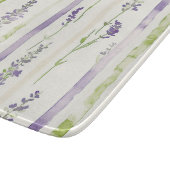 Lavender Green Stripes Floral   カッティングボード (角)