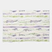 Lavender Green Stripes Floral   キッチンタオル (横)
