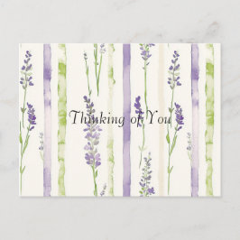 Lavender Green Stripes Floral Thinking of You ポストカード