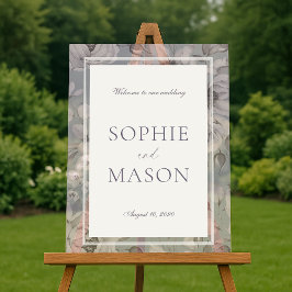 Lavender Grey Floral Acrylic Wedding Welcome Sign アクリルサイン